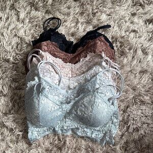 6 Lace Bralette Set - Black, Brown, Blush, Cream, Light Blue, Light Green